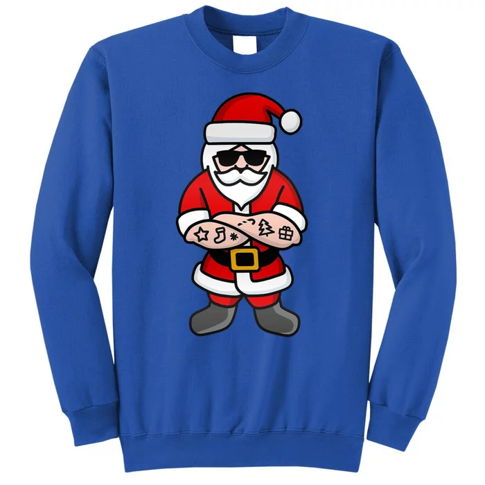 Cool Hipster Santa Claus Tattoo Christmas Hard Rock Cute Gift Tall Sweatshirt