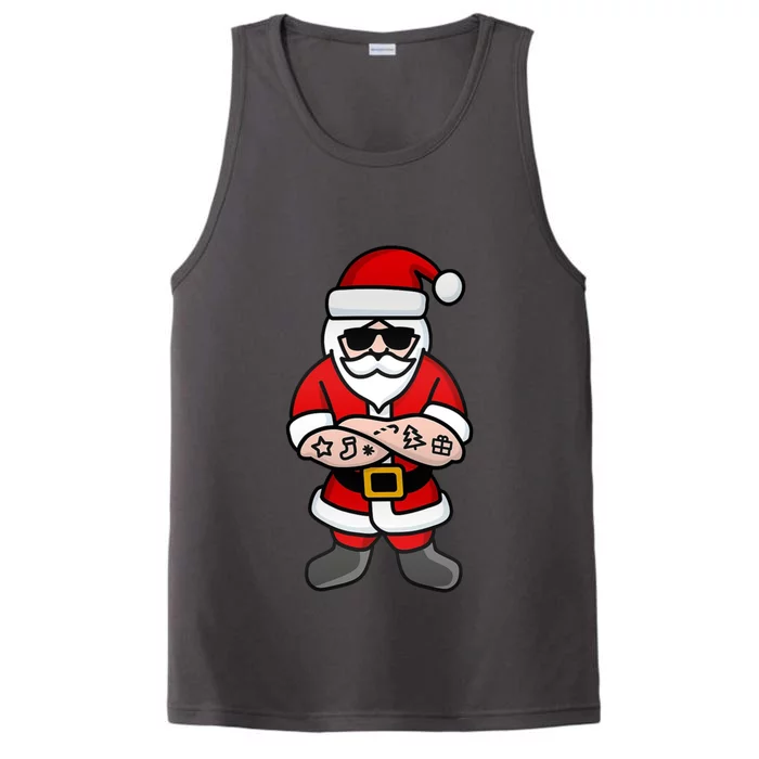 Cool Hipster Santa Claus Tattoo Christmas Hard Rock Cute Gift Performance Tank