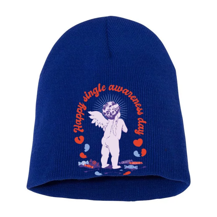 Cool Happy Single Awareness Day Funny Gift Short Acrylic Beanie