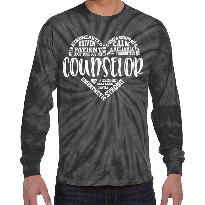 Counselor Heart School Counselor Guidance Schools Counseling Tie-Dye Long Sleeve Shirt