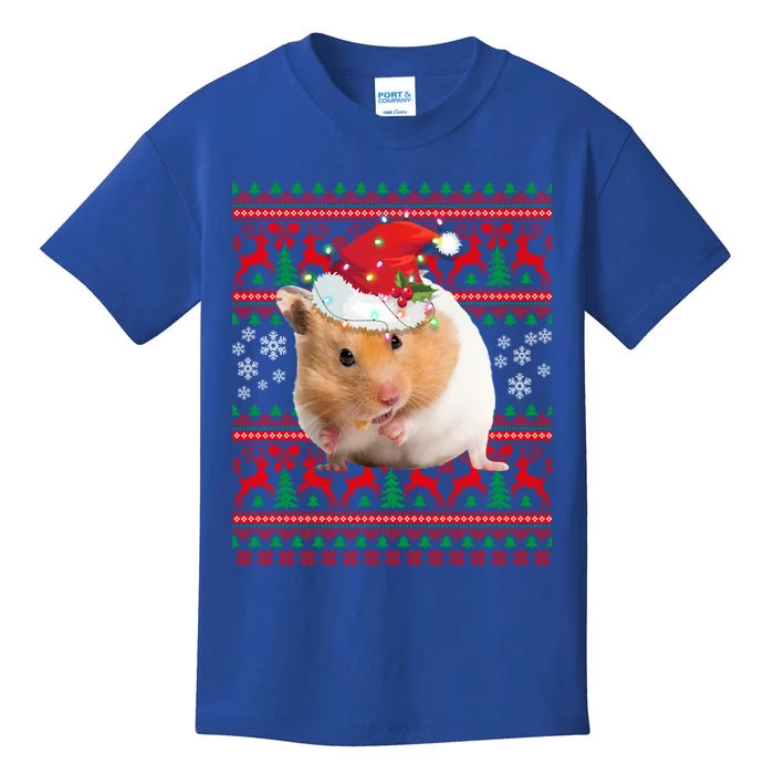 Cute Hamster Santa Hat Ugly Sweater Christmas Pajama Family Gift Kids T-Shirt