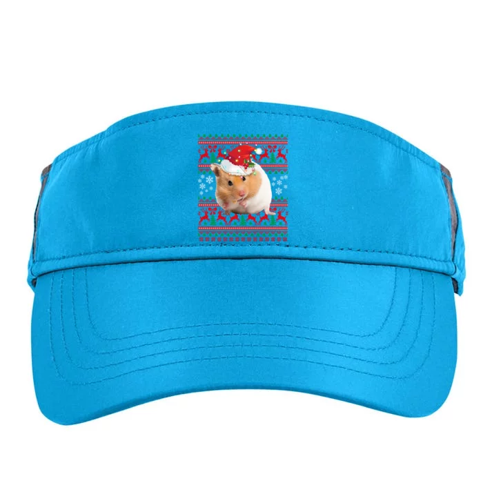 Cute Hamster Santa Hat Ugly Sweater Christmas Pajama Family Gift Adult Drive Performance Visor