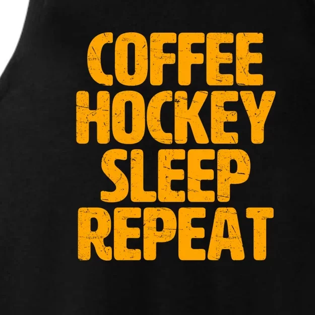 Coffee Hockey Sleep Repeat Ladies Tri-Blend Wicking Tank