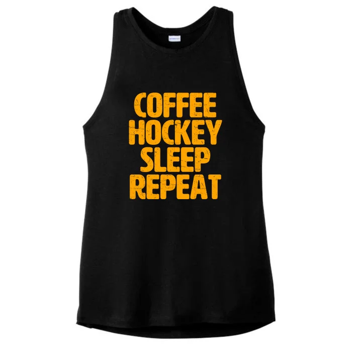 Coffee Hockey Sleep Repeat Ladies Tri-Blend Wicking Tank