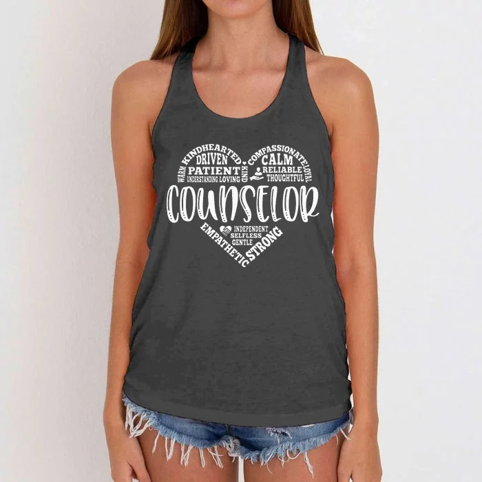 Counselor Heart School Counselor Guidance Schools Counseling Women's Knotted Racerback Tank