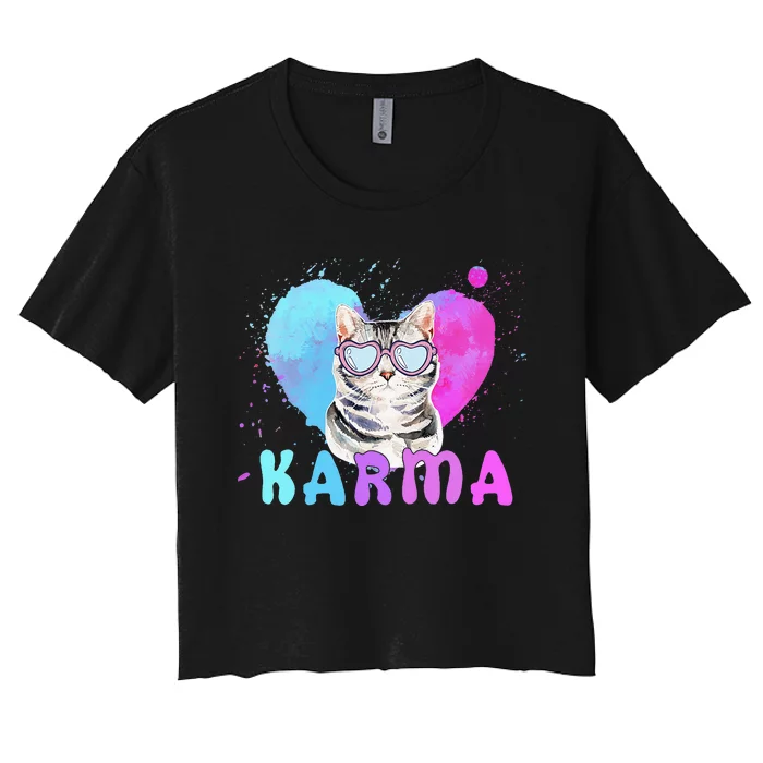 Cat Heart Shape Women's Crop Top Tee