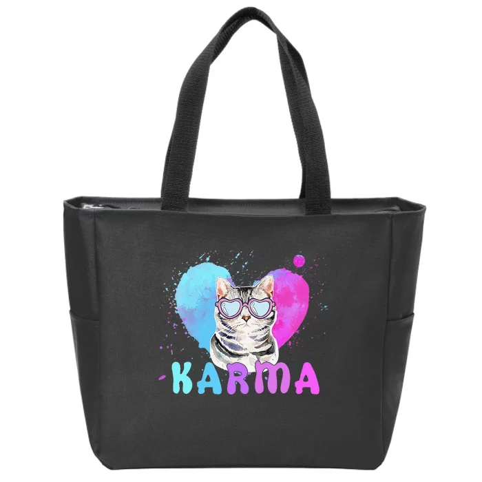 Cat Heart Shape Zip Tote Bag