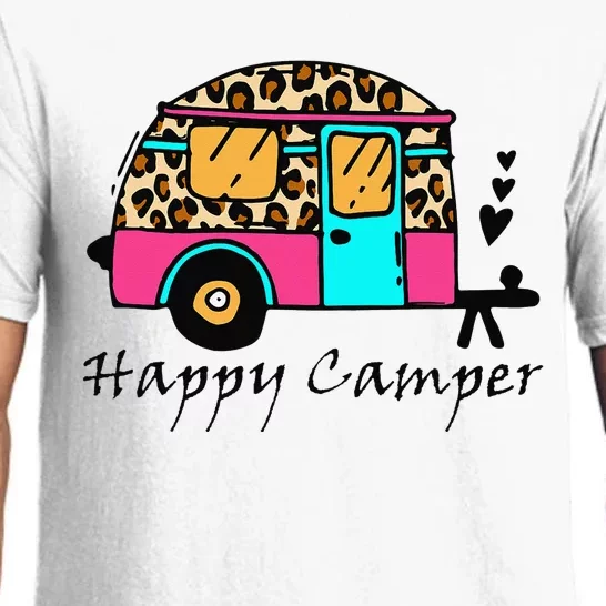 Camper happy summer camp camping leopard funny glamping Pajama Set