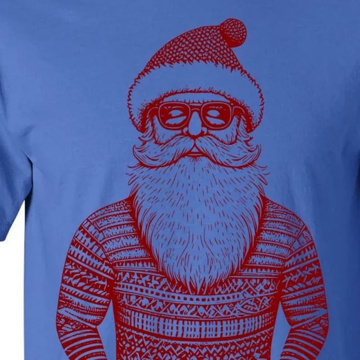 Cool Hip Santa Claus Christmas Hipster Dude Dad Ugly Great Gift Tall T-Shirt