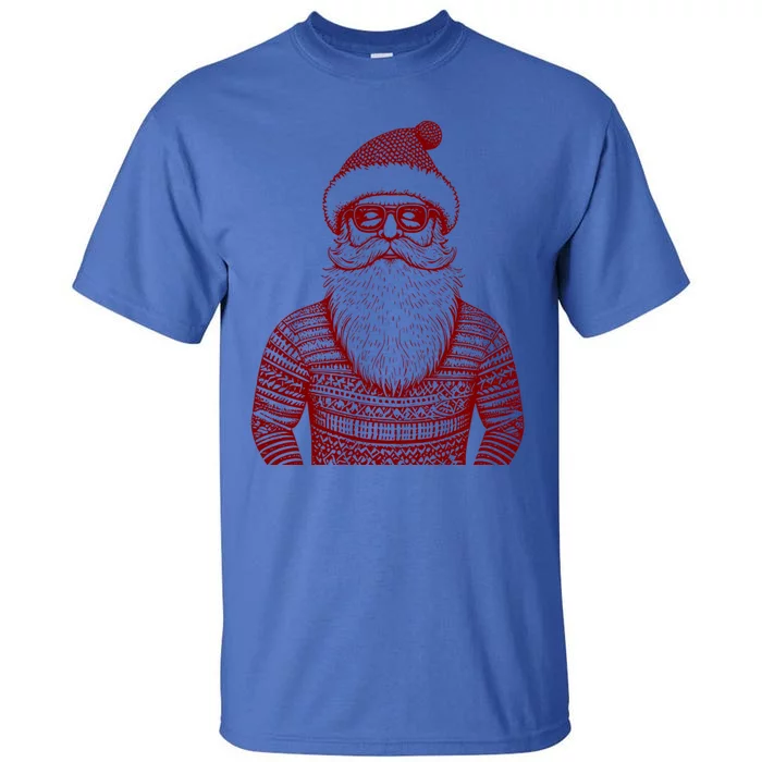 Cool Hip Santa Claus Christmas Hipster Dude Dad Ugly Great Gift Tall T-Shirt