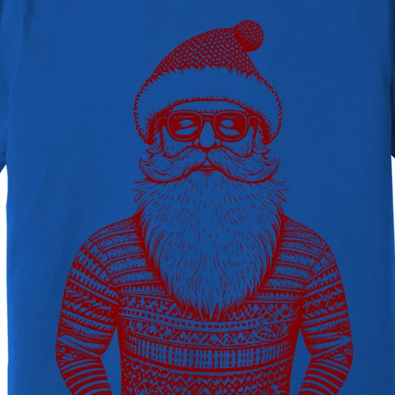 Cool Hip Santa Claus Christmas Hipster Dude Dad Ugly Great Gift Premium T-Shirt