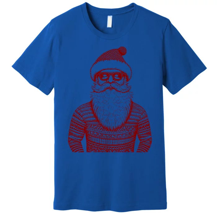 Cool Hip Santa Claus Christmas Hipster Dude Dad Ugly Great Gift Premium T-Shirt