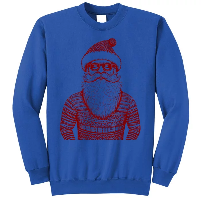 Cool Hip Santa Claus Christmas Hipster Dude Dad Ugly Great Gift Tall Sweatshirt