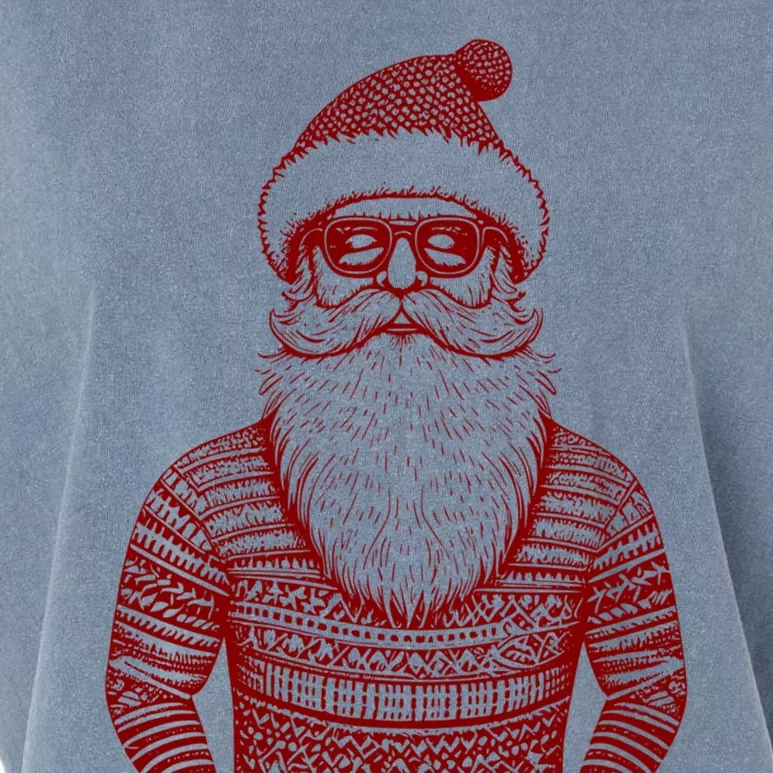 Cool Hip Santa Claus Christmas Hipster Dude Dad Ugly Great Gift Garment-Dyed Women's Muscle Tee