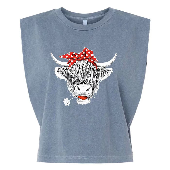 Cute Hairy Scottish Highland Cow Garment-Dyed Women's Muscle Tee