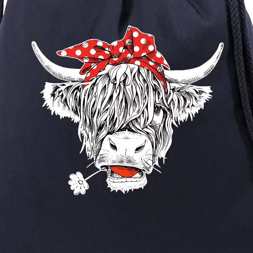 Cute Hairy Scottish Highland Cow Drawstring Bag