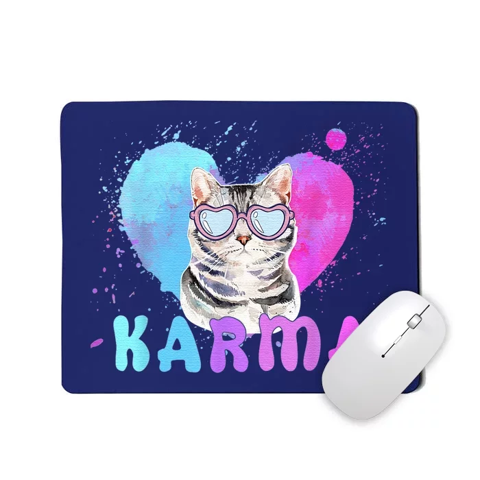 Cat Heart Shape Funny Gifts For Women Karma Cat Lovers Mousepad