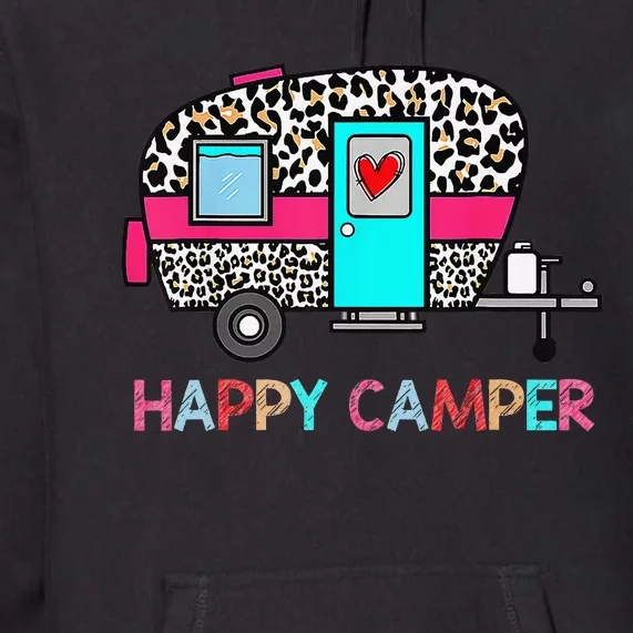 Camper Happy Summer Camp Camping Leopard Funny Glamping Premium Hoodie