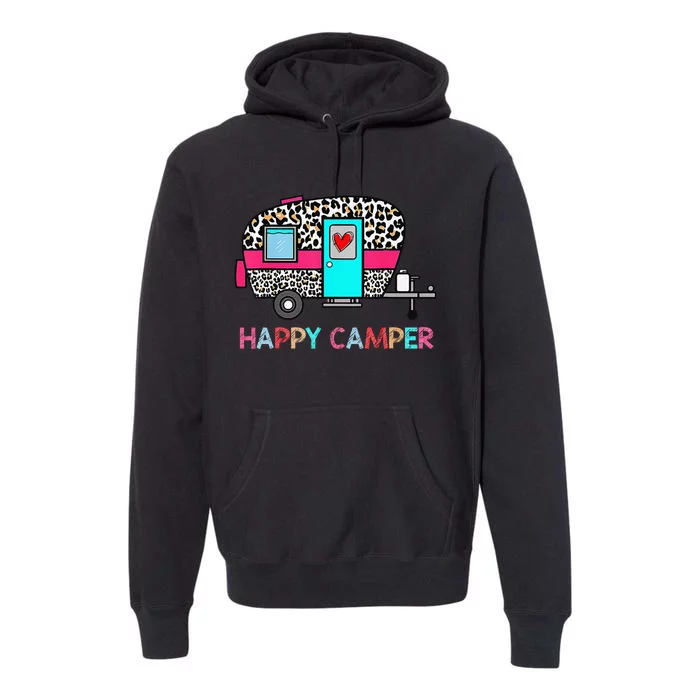 Camper Happy Summer Camp Camping Leopard Funny Glamping Premium Hoodie