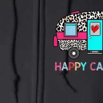 Camper Happy Summer Camp Camping Leopard Funny Glamping Full Zip Hoodie