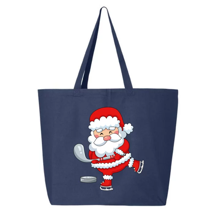 Christmas Hockey Santa Playing Hockey Santa Hockey Player Gift 25L Jumbo Tote