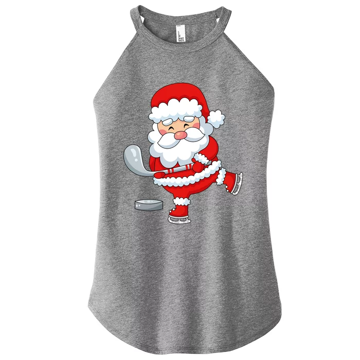 Christmas Hockey Santa Playing Hockey Santa Hockey Player Gift Women’s Perfect Tri Rocker Tank