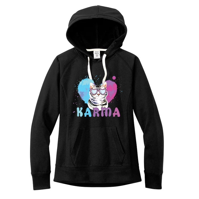 Cat Heart Shape Funny Gifts For Girl Women Karma Women's Fleece Hoodie