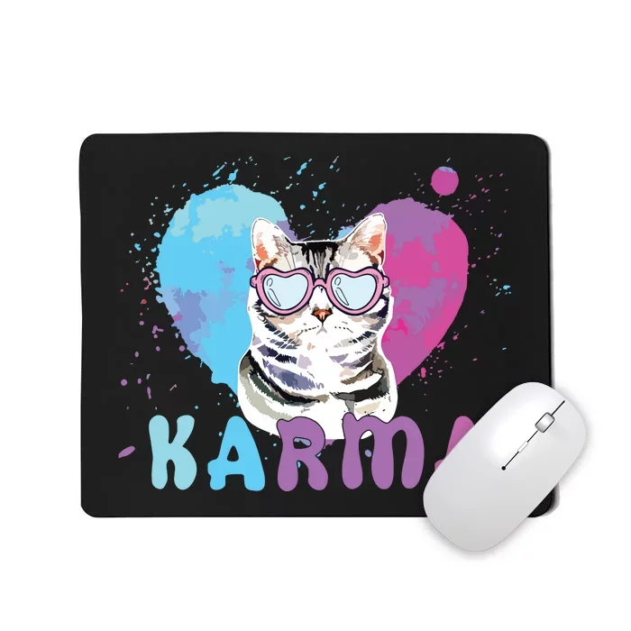 Cat Heart Shape Funny Gifts For Girl Women Karma Mousepad