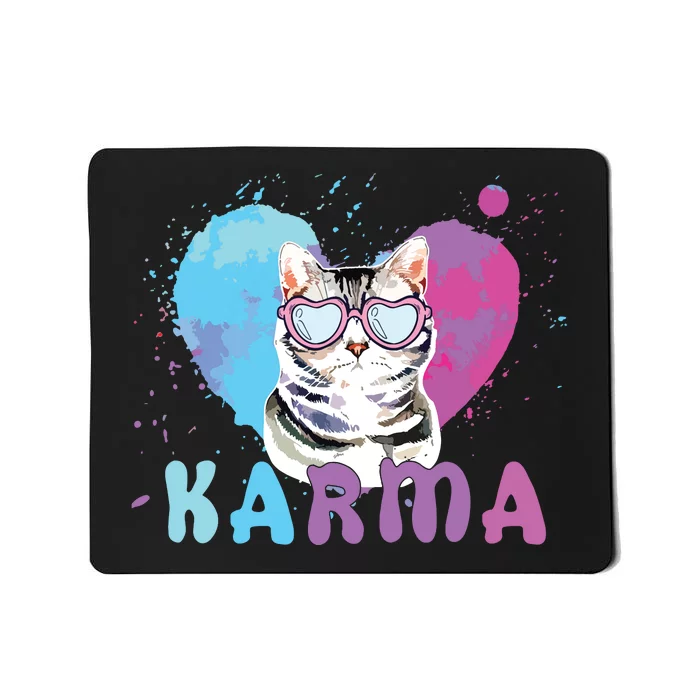 Cat Heart Shape Funny Gifts For Girl Women Karma Mousepad