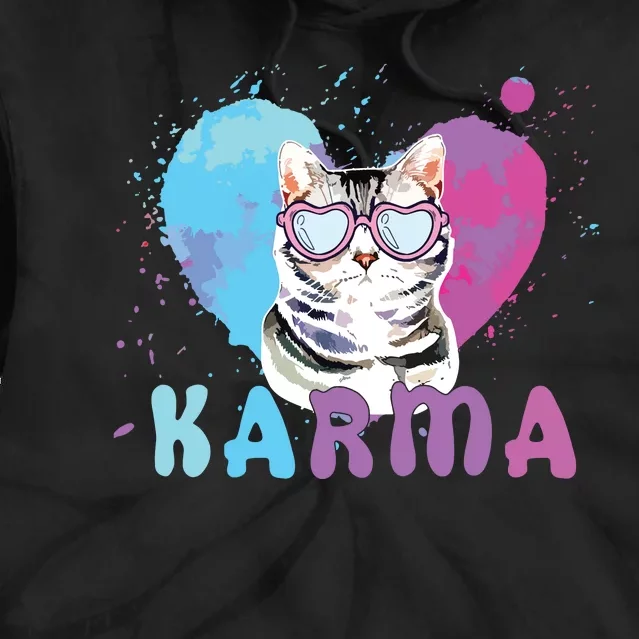 Cat Heart Shape Funny Gifts For Girl Women Karma Tie Dye Hoodie