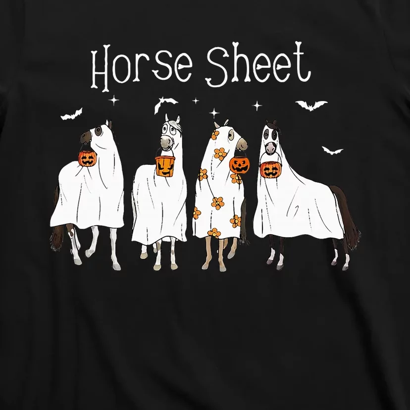 Cute Horse Sheet Spooky Season Ghost Horse Halloween Costume T-Shirt