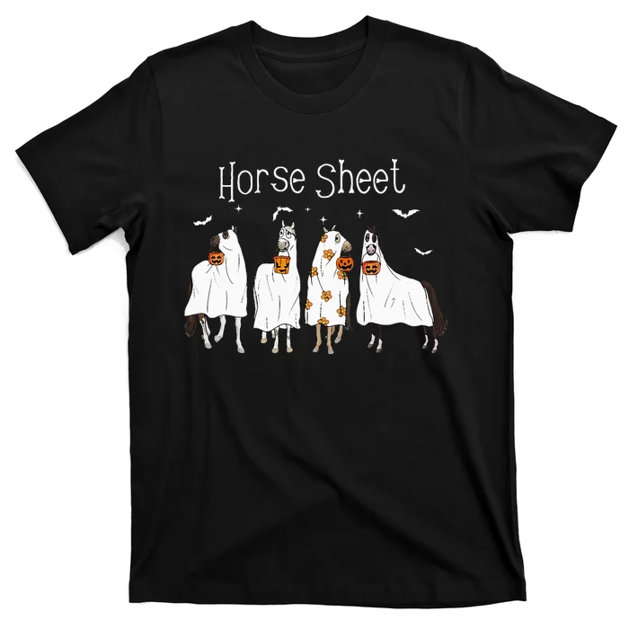 Cute Horse Sheet Spooky Season Ghost Horse Halloween Costume T-Shirt