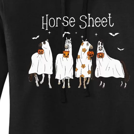 Cute Horse Sheet Spooky Season Ghost Horse Halloween Costume Women's Pullover Hoodie