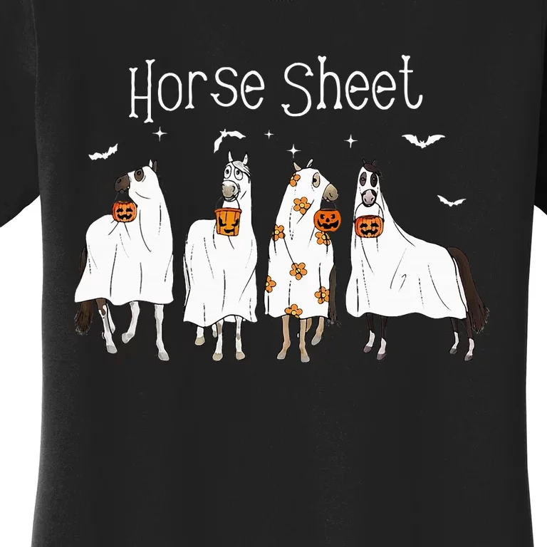 Cute Horse Sheet Spooky Season Ghost Horse Halloween Costume Women's T-Shirt