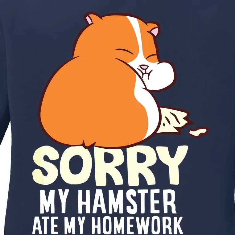 Cute Hamster School My Hamster Ate My Homework Ladies Long Sleeve Shirt