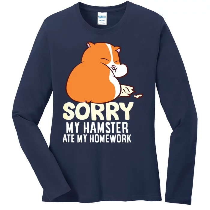 Cute Hamster School My Hamster Ate My Homework Ladies Long Sleeve Shirt