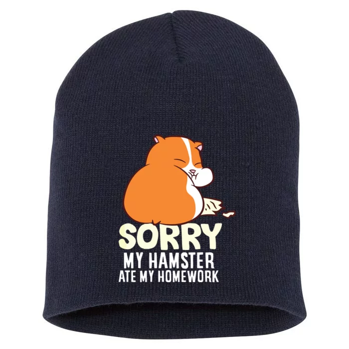 Cute Hamster School My Hamster Ate My Homework Short Acrylic Beanie