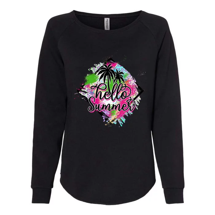 Cool Hello Summer Colorful With Palm Trees Womens California Wash Sweatshirt