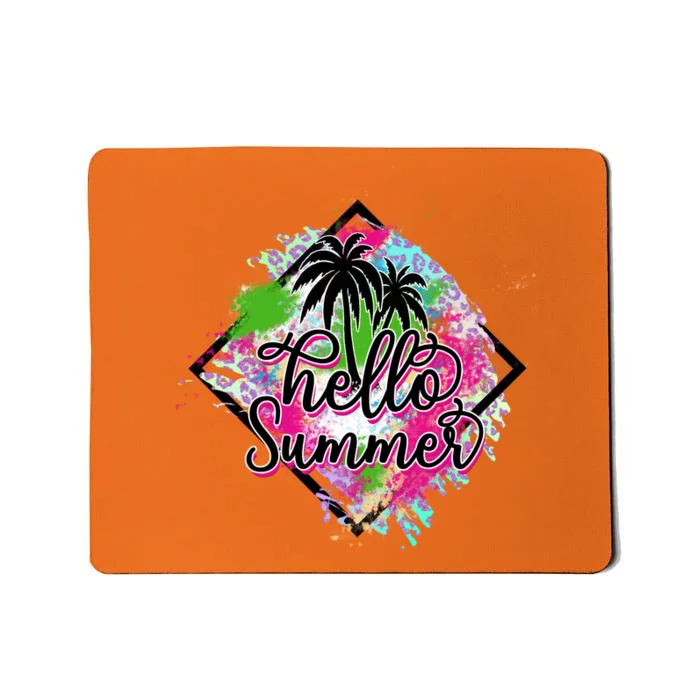 Cool Hello Summer Colorful With Palm Trees Mousepad