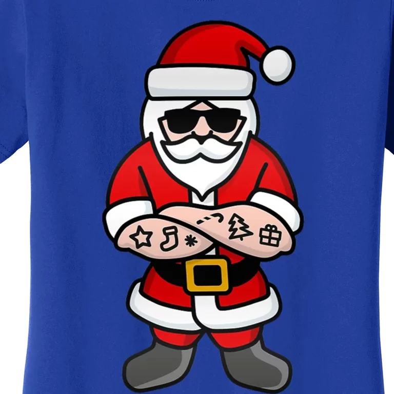 Cool Hipster Santa Claus Tattoo Christmas Hard Rock Gift Women's T-Shirt