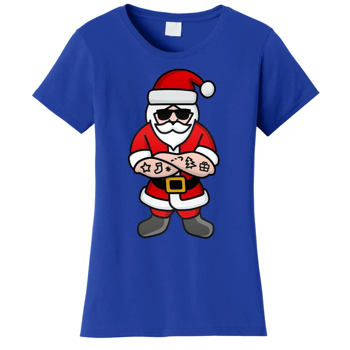 Cool Hipster Santa Claus Tattoo Christmas Hard Rock Gift Women's T-Shirt