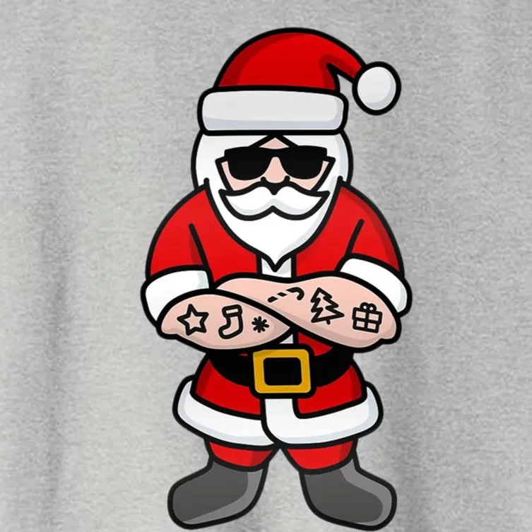 Cool Hipster Santa Claus Tattoo Christmas Hard Rock Gift Women's Crop Top Tee