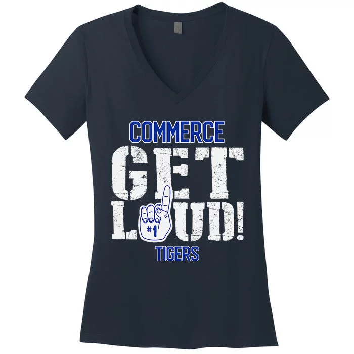 Commerce High School Get Loud Tigers Women's V-Neck T-Shirt