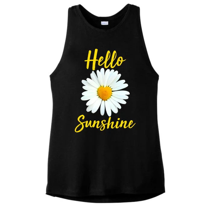 Cute Hello Sunshine Heart Daisy Flower Ladies Tri-Blend Wicking Tank