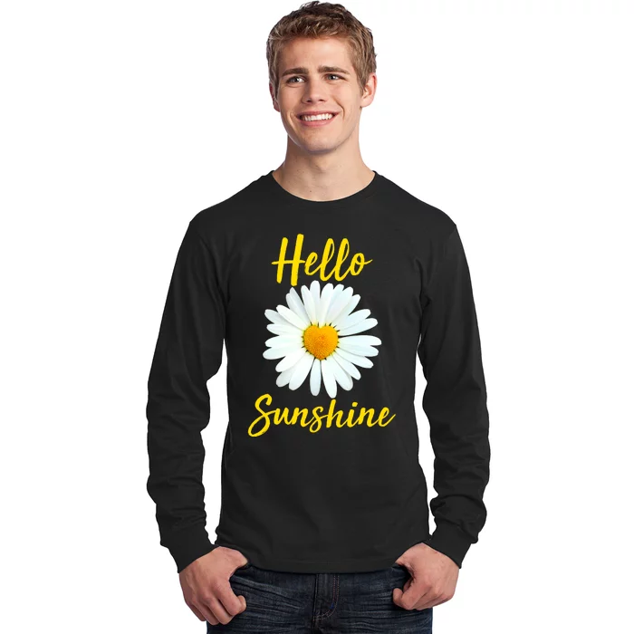 Cute Hello Sunshine Heart Daisy Flower Long Sleeve Shirt