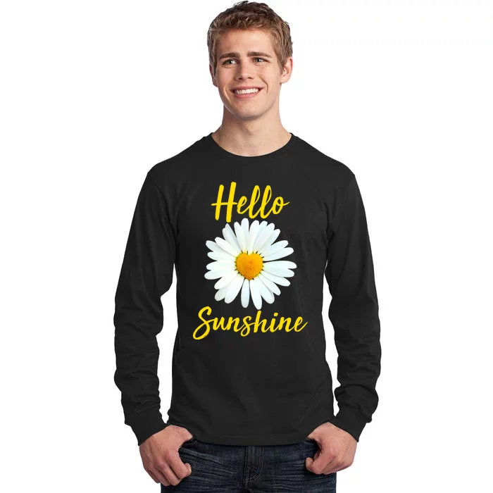 Cute Hello Sunshine Heart Daisy Flower Tall Long Sleeve T-Shirt