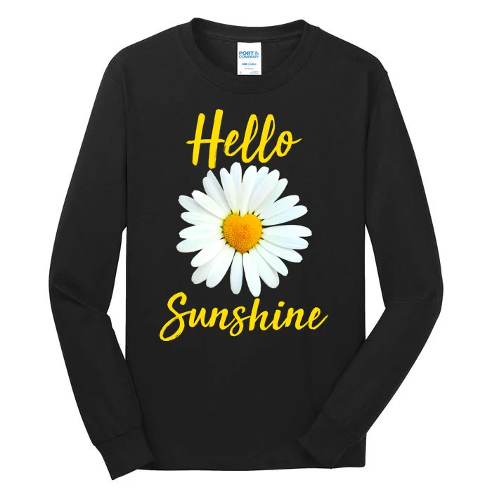 Cute Hello Sunshine Heart Daisy Flower Tall Long Sleeve T-Shirt