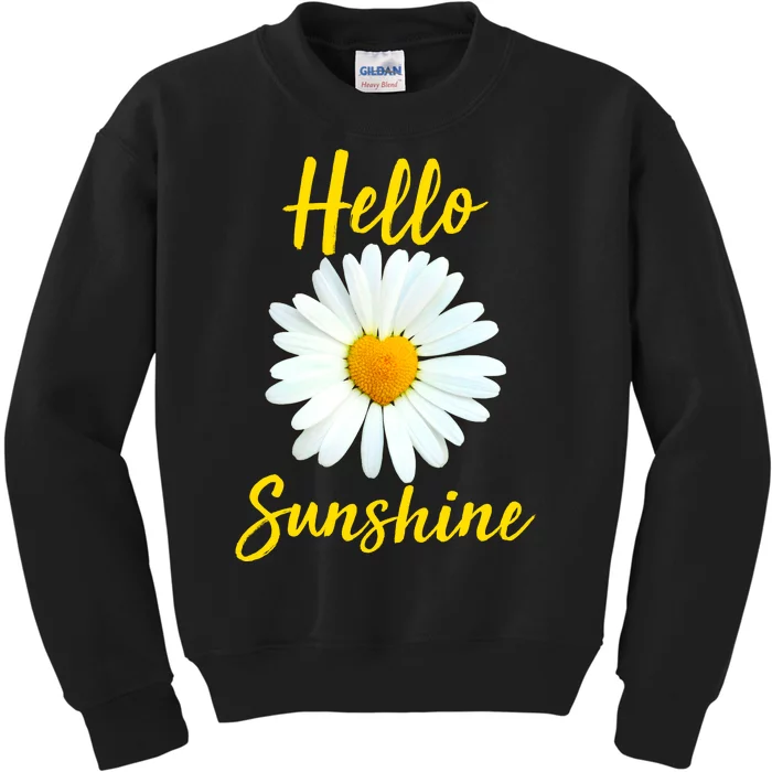 Cute Hello Sunshine Heart Daisy Flower Kids Sweatshirt