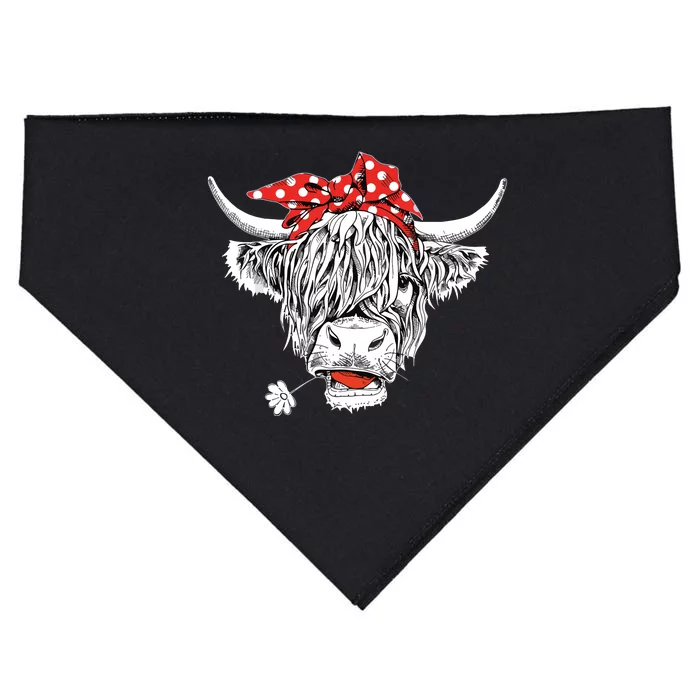 Cute Hairy Scottish Highland Cow For USA-Made Doggie Bandana