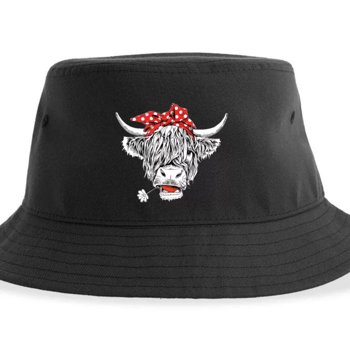 Cute Hairy Scottish Highland Cow For Sustainable Bucket Hat